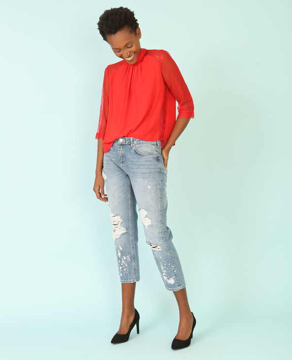 Blouse fluide dentelle rouge - Pimkie