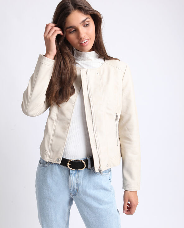 Veste en simili cuir beige - Pimkie