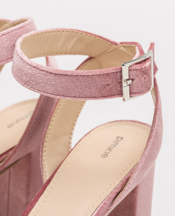 Sandales à plateau velours beige - Pimkie