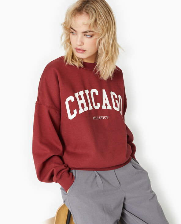 Sweat oversize avec print CHICAGO bordeaux - Pimkie