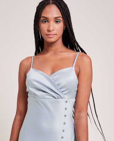 Robe longue cache-cœur en satin gris clair - Pimkie
