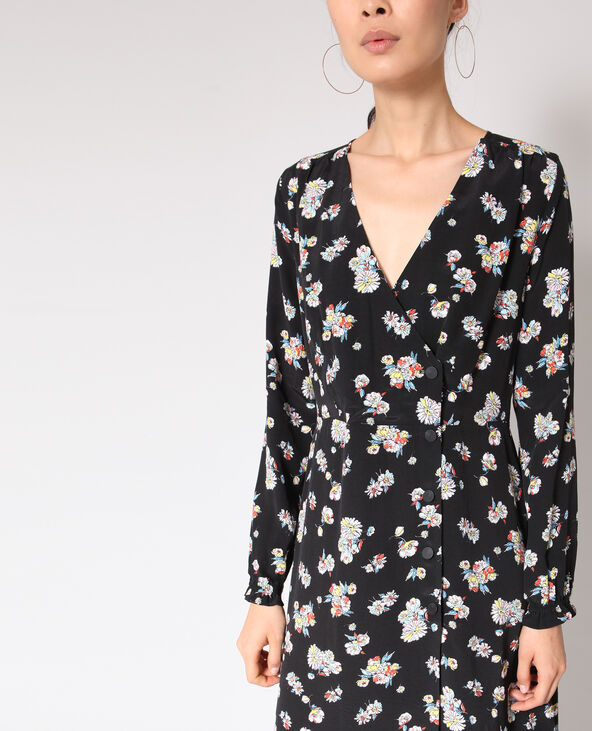 Robe midi à fleurs noir - Pimkie