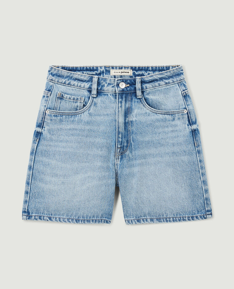 Short en jean taille haute bleu délavé - Pimkie