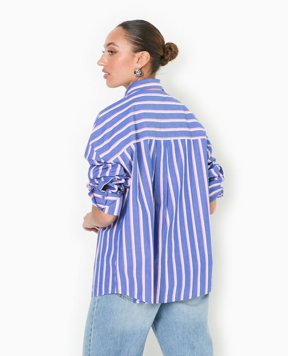 Chemise oversize rayée esprit pyjama d'homme bleu - Pimkie