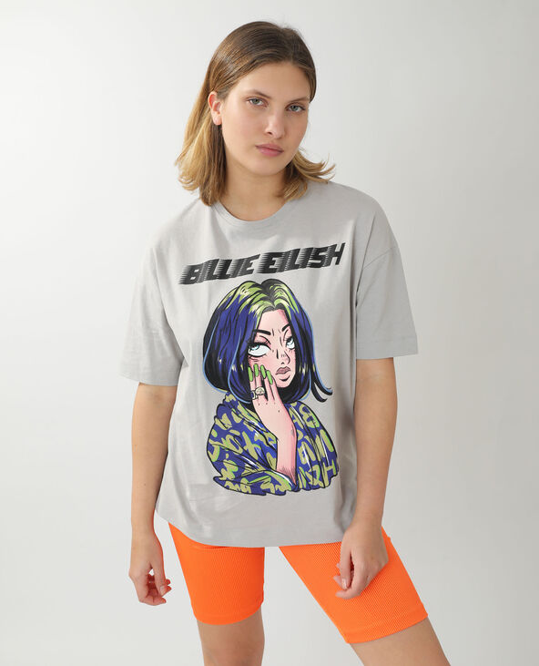 T-shirt ample Billie Eilish gris chiné - Pimkie