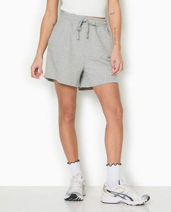 Short en molleton taille élastiquée gris chiné - Pimkie