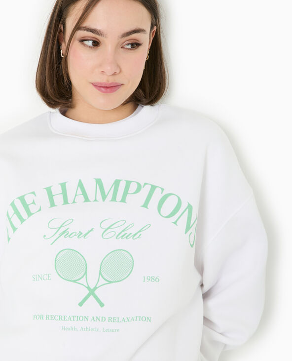 Sweat col rond avec grand print devant blanc - Pimkie