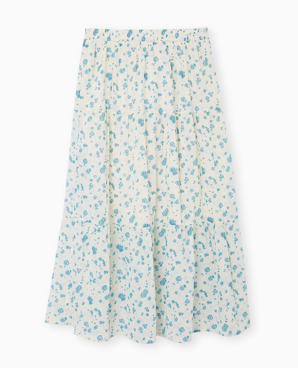 Jupe longue à étages motif fleurs blanc - Pimkie