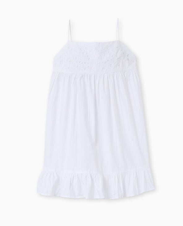 Robe courte à bretelles avec dentelle et volant blanc - Pimkie