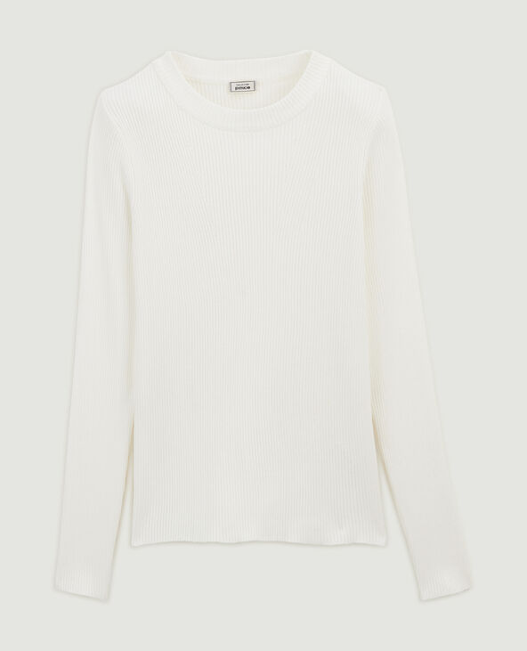 Pull en maille col rond blanc - Pimkie