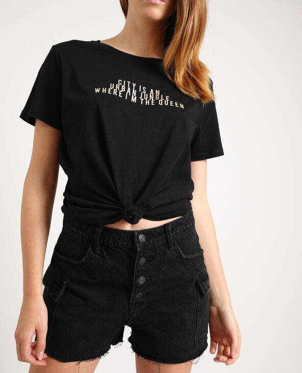 T-shirt à message noir - Pimkie