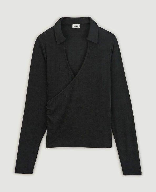 Top cache-cœur en maille fluide noir - Pimkie