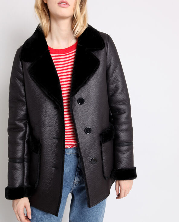Manteau imitation peau hotsell de mouton noir