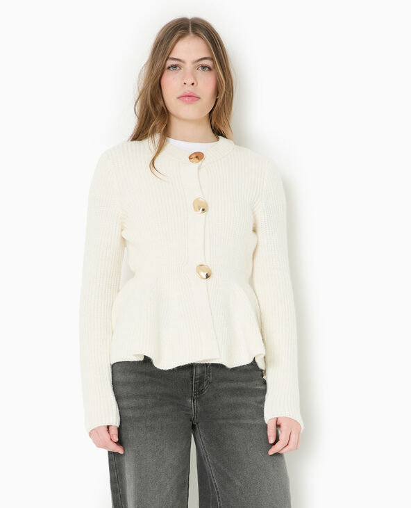 Gilet peplum avec volant et gros boutons dorés blanc - Pimkie