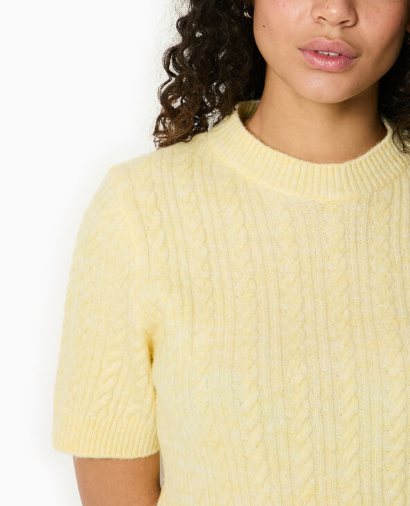 Pull manches courtes maille torsadée jaune - Pimkie