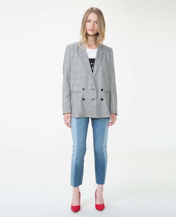 Veste blazer prince de Galles gris clair - Pimkie