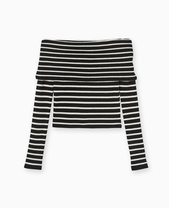 Pull maille fine encolure Bardot noir - Pimkie