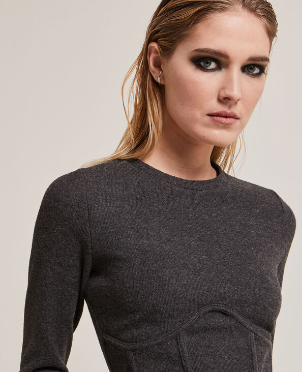 Pull façon corset gris chiné - Pimkie