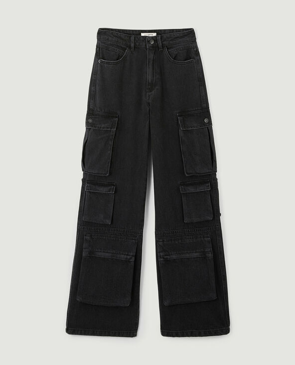 Jean cargo large multipoche noir - Pimkie