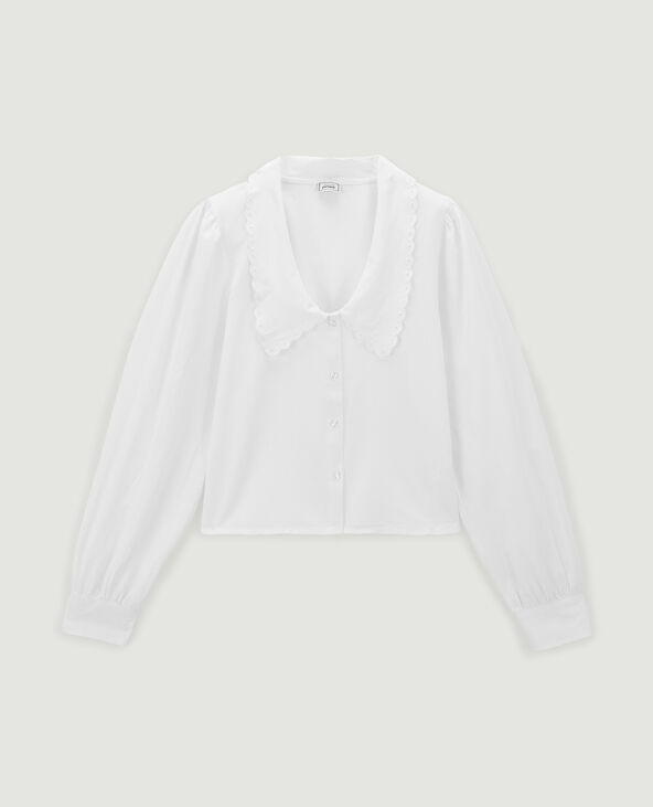 Chemise courte grand col festonné blanc - Pimkie