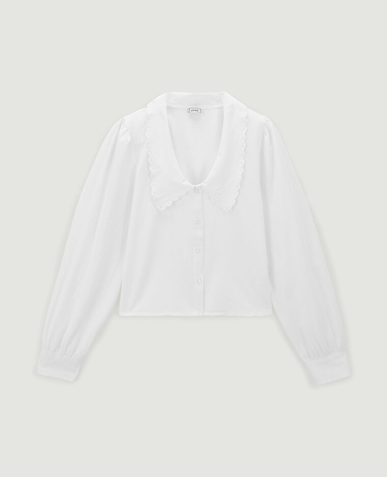 Chemise courte grand col festonné blanc - Pimkie