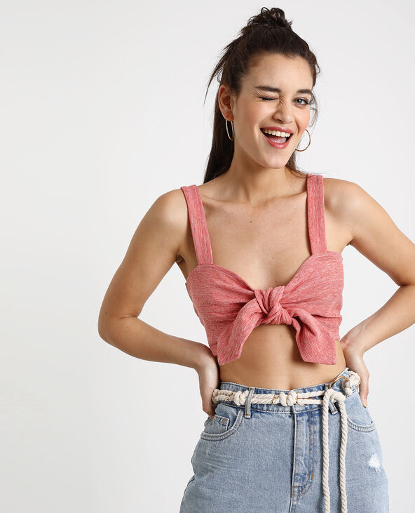 Crop top à nœud rouge - Pimkie