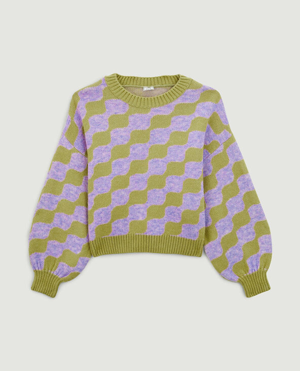 Pull col rond manches ballons jaune - Pimkie