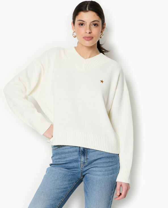 Pull col V blanc - Pimkie