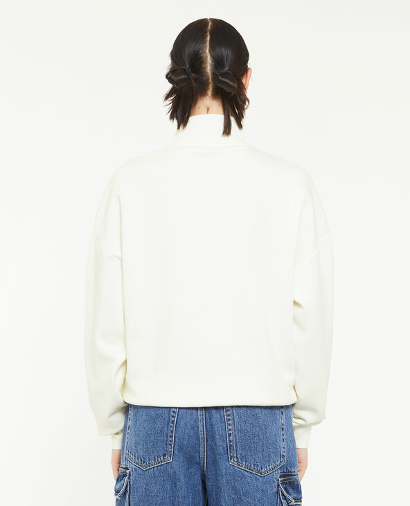 Sweat avec flocage col zippé blanc - Pimkie