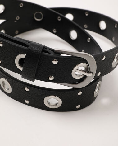 Ceinture à œillets noir - Pimkie