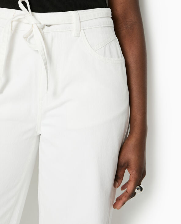 Jean baggy taille basse avec ceinture à nouer blanc - Pimkie