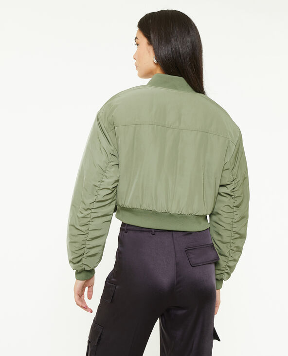 Bomber court avec poches et sangles vert de gris - Pimkie