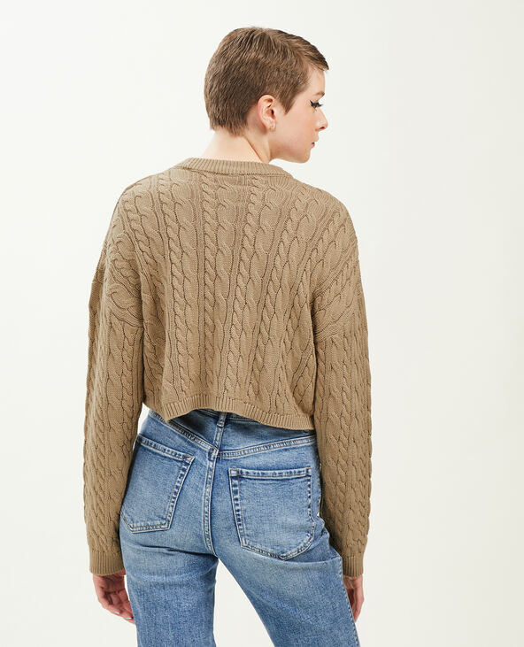 Pull court en maille torsadée camel - Pimkie