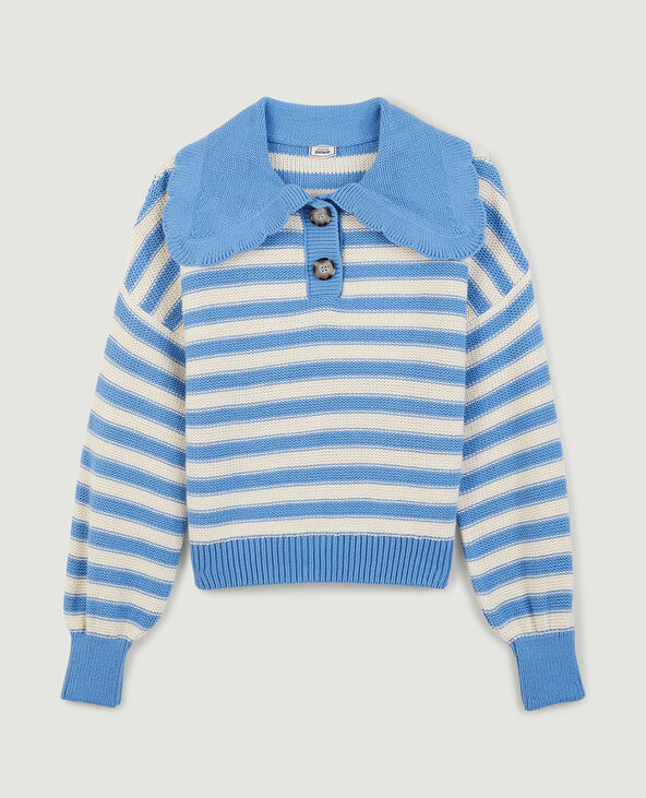 Pull rayé col claudine bleu - Pimkie
