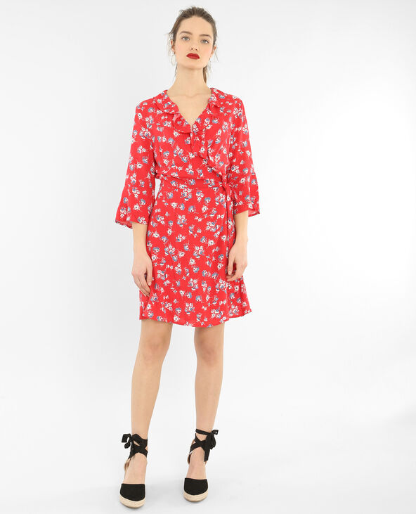 Robe portefeuille volantée rouge - Pimkie