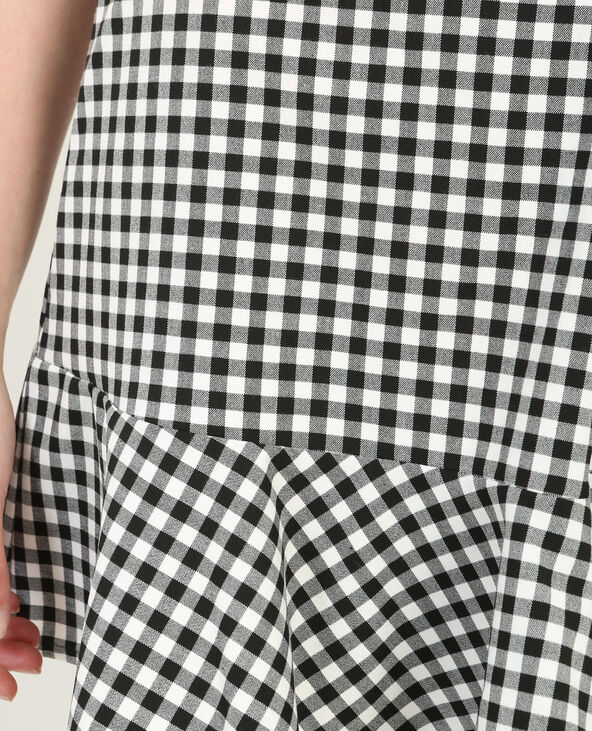 Mini jupe volantée vichy noir - Pimkie