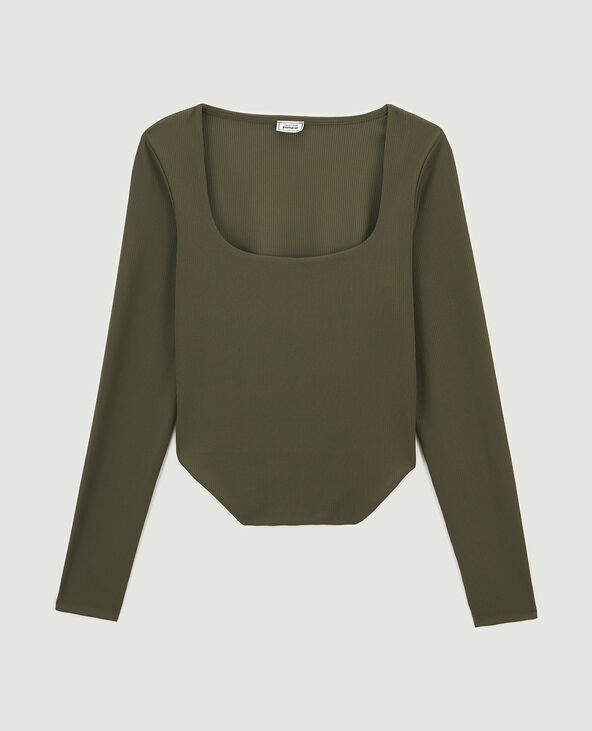 Top encolure carrée effet corset vert kaki - Pimkie