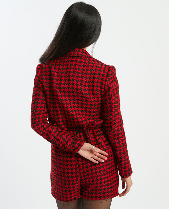 Combishort motif pied-de-coq rouge - Pimkie