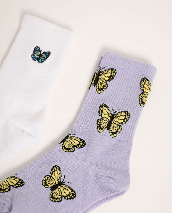 Lot de 2 paires de chaussettes papillons violet - Pimkie