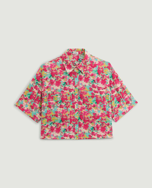 Chemisier court motif fleuri rouge - Pimkie