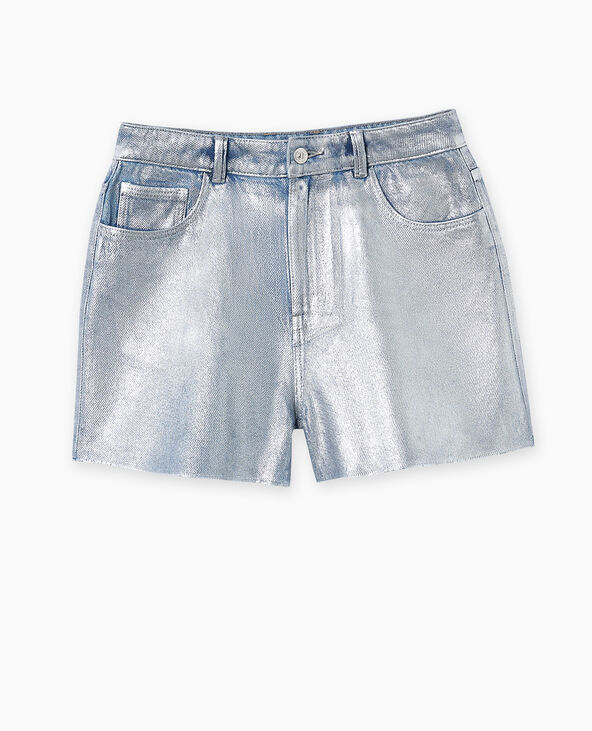 Short en jean enduit taille haute bleu clair - Pimkie