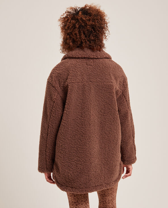 Veste droite en sherpa marron - Pimkie