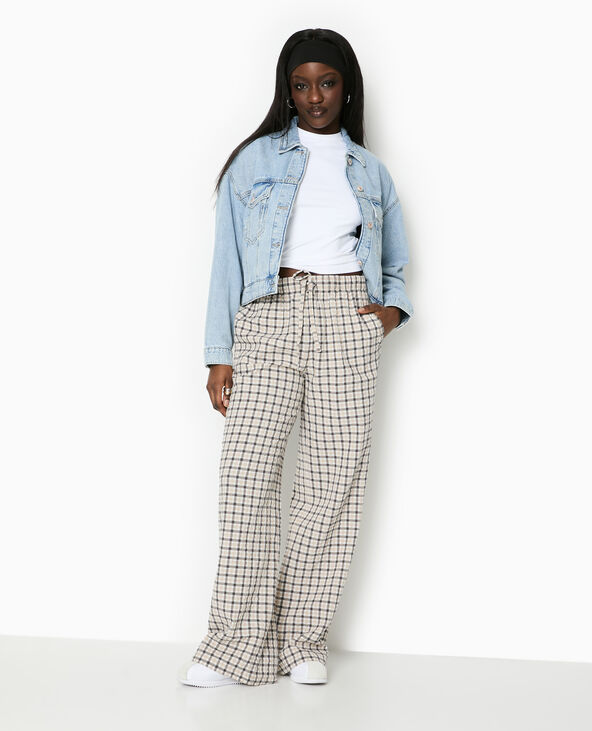 Pantalon droit à carreaux blanc - Pimkie