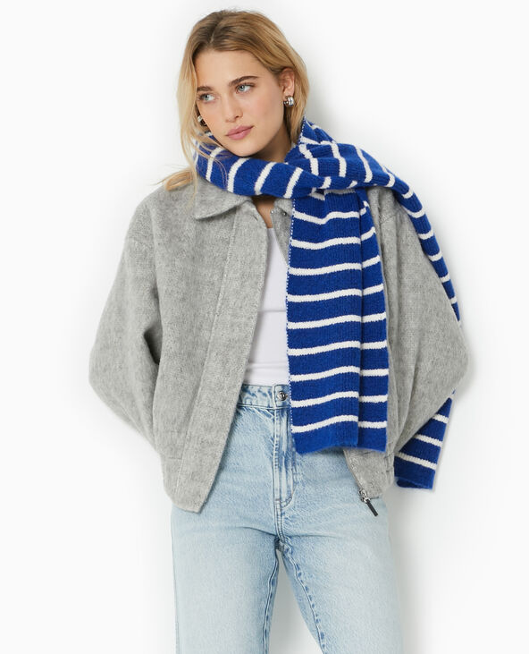 Echarpe en maille rayée bleu marine - Pimkie