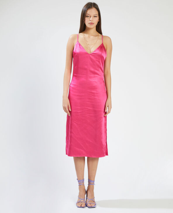 Robe longue satinée rose fuchsia - Pimkie