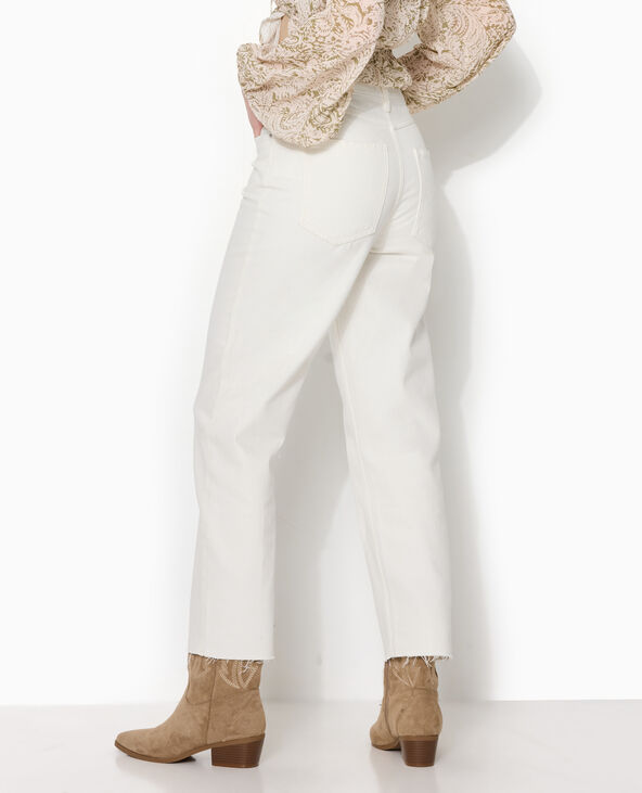 Jean droit taille haute avec bas coupés blanc - Pimkie