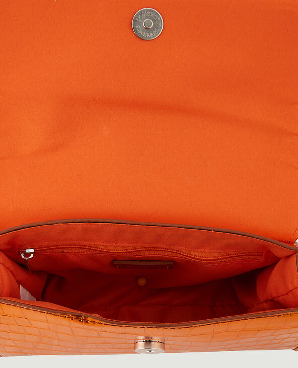 Sac boxy effet croco avec chaine orange - Pimkie
