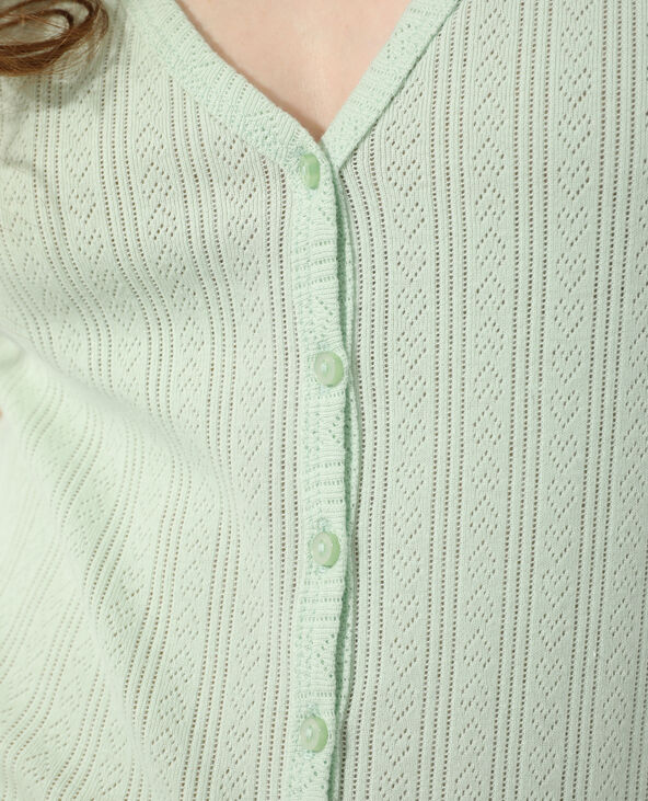 Gilet ajouré vert de gris - Pimkie