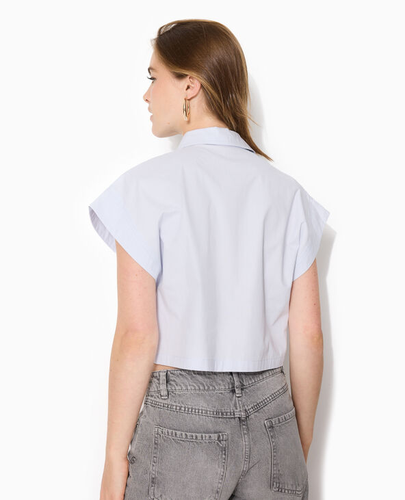 Chemise ample et courte avec strass bleu clair - Pimkie