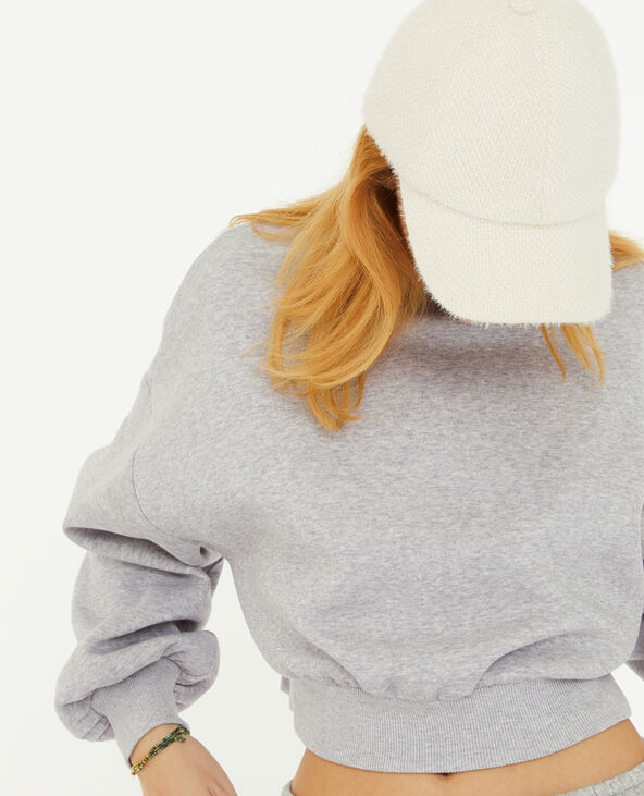 Sweat court avec col montant gris chiné - Pimkie